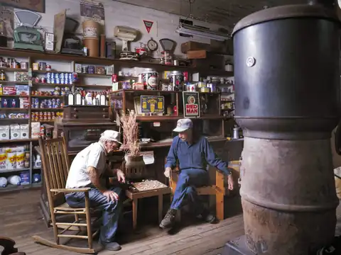 Checker players inside the Mast General Store in Valle Crucis, North Carolina